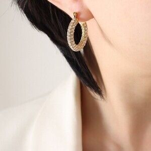 New Retro Gold Hoop Diamond Earring